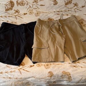 Zara Men's 100% Cotton Cargo Shorts in Black and Tan BUNDLE